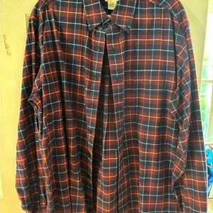 L.L. Bean Men's Blue and Red Plaid Casual Button Down Shirt